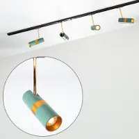 LumenXL 1-fase railsysteem set van 1,5 meter met Remi spots met blauw en goud