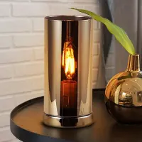 LumenXL Tafellamp Modesto met grijs smoke glas en glanzende voet