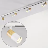 LumenXL 1-fase railsysteem set van 1,5 meter met Linn spots met eiken houtlook
