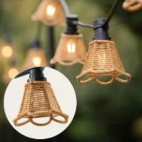 LumenXL Prikkabel set inclusief kappen in houtkleur met bloemvorm, verkrijgbaar met verschillende LED lampen
