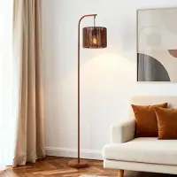 LumenXL Booglamp Reed met gevlochten kap - warmbruin