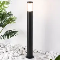LumenXL Staande buitenlamp zwart met melkwitte kap, 76 cm - Leandre