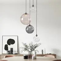 LumenXL 4-lichts design hanglamp Luminor met diverse glazen bollen