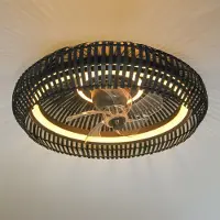 LumenXL Plafondventilator zwart met bamboe en aanpasbare kleurtemperatuur Ø58 cm - Bamboozle