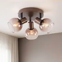 LumenXL Plafondlamp Terra in bruin met drie glazen bollen