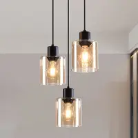 LumenXL 3-lichts hanglamp Pella - amber glas en zwart