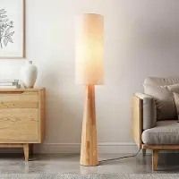 LumenXL Vloerlamp Haku met stoffen kap - hout en crème