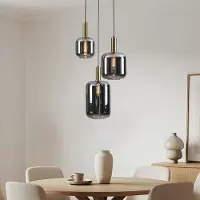 LumenXL 3-lichts hanglamp Pendu - zwart, goud en smoke glas