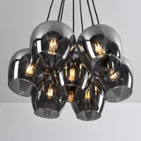 LumenXL 7-lichts zwarte hanglamp met rookglas - Ventura