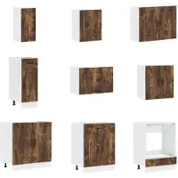 vidaXL 14-delige Keukenkastenset Kalmar bewerkt hout gerookt eiken