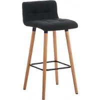 CLP Barkruk Lincoln, bekleed met stof, met houten frame en geïntegreerde voetsteun | Kleur: zwart