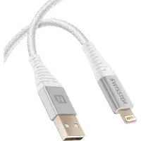 Swissten Aramid USB-A naar Lightning kabel - Geschikt voor iPhone 7/8/X/11/12/13/14 - 1.5M - Wit