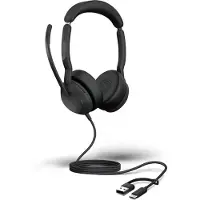Jabra Evolve2 50 stereo Bluetooth headset 4 microfoons, USB-C/A-aansluiting, UC-compatibel, actieve ruisonderdrukking