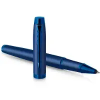 Parker IM Monochrome rollerballpen | zwarte inkt | blauwe afwerking en details | fijne punt | geschenkverpakking