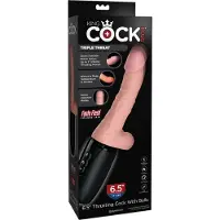 King Cock Plus 6,5 - dildo met ballen en vibratie - huidkleur
