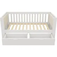 OKWISH Slaapbank 90x200 Cm - Dagbed Met Lattenbodem - Met 2 Lades - Zonder Matras - Houten Frame - Wit
