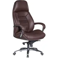 Amstyle Bureaustoel echt leer bruin ergonomisch