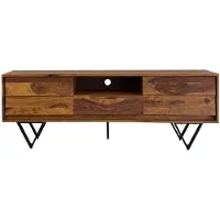 Wohnling Tv-meubel TV- sheeshamhout zwart 160 cm