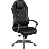 Amstyle Kantoel MONTEREY, echt leer, zwart. Bureau stoel, draagvermogen 120 kg. Chefstoel met hoge rugleuning en hoofdsteun, maat X-XL