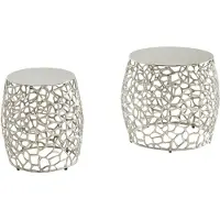 Wohnling Bijzettafelset zilver aluminium rond