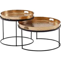 Wohnling Bijzettafelset metaal zwart rond 56 cm