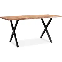 Wohnling Bureau acaciahout zwart 200x100 cm Zwart