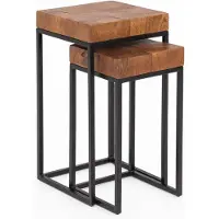 Wohnling Bijzettafelset sheeshamhout 2-delig 30x60 cm