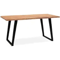 Wohnling Eettafel 180x90x76 cm, massief acaciahout / metaal. Eettafel met boomrand, keukentafel, massief met U-poten in zwart. Houten tafel, eetkamertafel