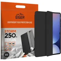 EIGER Storm 250m Stylus Hoes Geschikt voor Samsung Galaxy Tab S10 FE Plus - Hoes met Penhouder - Met Slimme Sleep / Wake Functie - Zwart