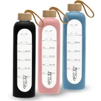 4fizjo - Glazen Waterfles - 1000 ml - Roze - Borosilicaatglas