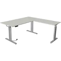 Kerkmann Büromöbelfabrik Move 3 Tube Zit-sta-bureau L-vorm Lichtgrijs T-Voet 1.800 (B) x 1.800 (D) x 1.200 (H) mm