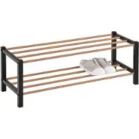 Idimex Schoenenrek WATERFORD met 2 planken, zwart gelakt en met houtdecor