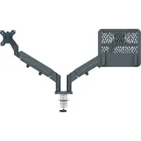 Leitz - Ergo Monitor arm space-saving dual with laptop arm - Dark grey
