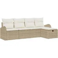 vidaXL Tuinbank Set 5 st Beige poly rattan