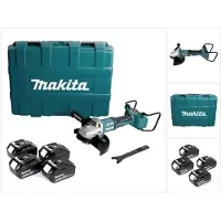 Makita DGA 900 G4KX2 accu haakse slijper 36V ( 2x18V ) 230mm borstelloos + 4x accu 6,0Ah + Ezynut + koffer - zonder lader