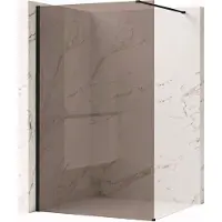 REA Flexi Brown 110 - Rookbruin Glas 6 Mm - Douchewand - Zwart - 120X110X195Cm