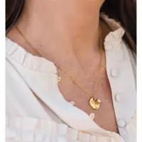 Yehwang Geboortesteen Ketting met Verjaardagsbloem hanger - Mei - Lelietje - Smaragd - Goud