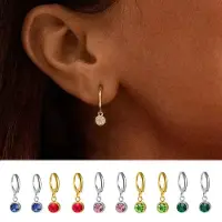 Yehwang Geboortesteen Oorringen - Juli - Robijn - Zilver