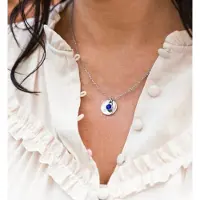 Yehwang Geboortesteen Ketting met Verjaardagsbloem hanger - November - Chrysant - Citrien - Zilver