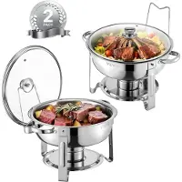Vevor Chafing Dish Buffetvoedselwarmer met 2 grote containers (elk 4,7 L)