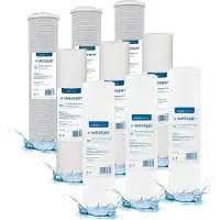 Wessper 10-inch vervangingsset waterfilter: actieve koolstof, blokfilter, wikkelfilter, omgekeerde osmose cartridge, 5 µm