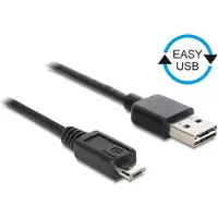 DeLOCK Micro USB naar Easy-USB-A kabel - USB2.0 - tot 2A / zwart - 0,50 meter