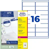 Avery Zweckform AVERY ultragrip Etiketten L7162-40 Permanent klevend A4 Wit 99,1 x 33,9 mm 16 Vellen à 40 Etiketten