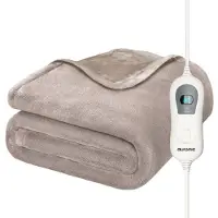 Auronic Elektrische Deken - Warmtedeken - Sherpa Fleece - 9 Warmtestanden - 180x130 - 1 persoons - Taupe
