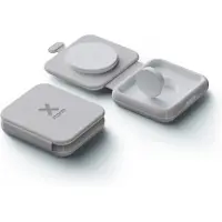 Xtorm 15W Opvouwbare Draadloze Oplader 2-in-1 - Geschikt voor iPhone, AirPods & Apple Watch - Stijlvol Ontwerp - Snelladen - Grijs