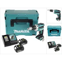 Makita Boormachine + slagboor, DFS 250 RTJ Accu Droogbouwschroevendraaier 18 V Borstelloos + 2x Accu 5,0 Ah + Lader + Makpac (Oplaadbare batterij)