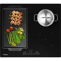 Kitchenbrothers Inductie Kookplaat - Inbouw Inductieplaat - 60 cm - 4 Zones - 1x Flexzone - 1 en 2 Fase - Tot 2400W - Zwart