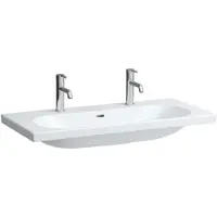 Laufen Lua - Dubbele meubelwastafel 46x100 cm, met overloop, 2 kraangaten, wit H8100890001071