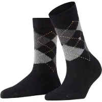 Burlington Whitby gedessineerd materiaal sokken dames zwart - maat 36-41