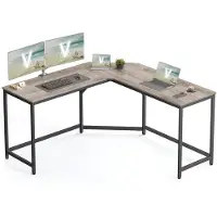Vasagle L-vormig computerbureau, Greige gemêleerd + inktzwart